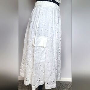 NU DENMARK White Eyelet Cargo Maxi Skirt. Sz S. NWT